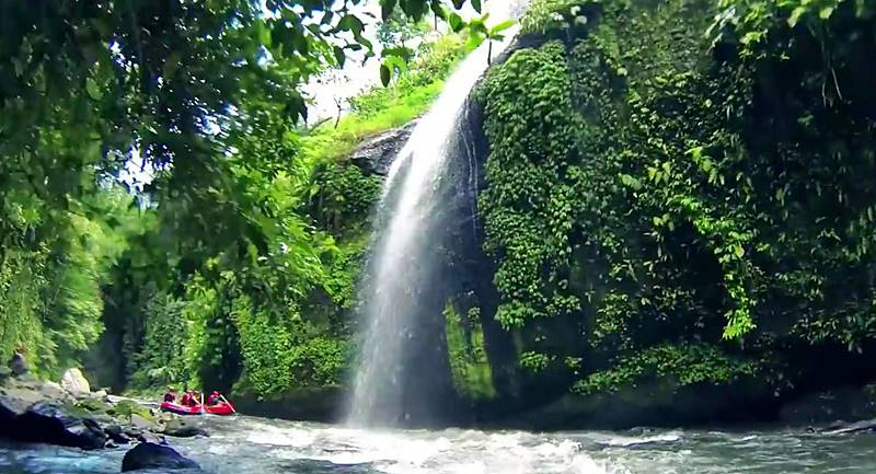 Telaga Waja river and its waterfall